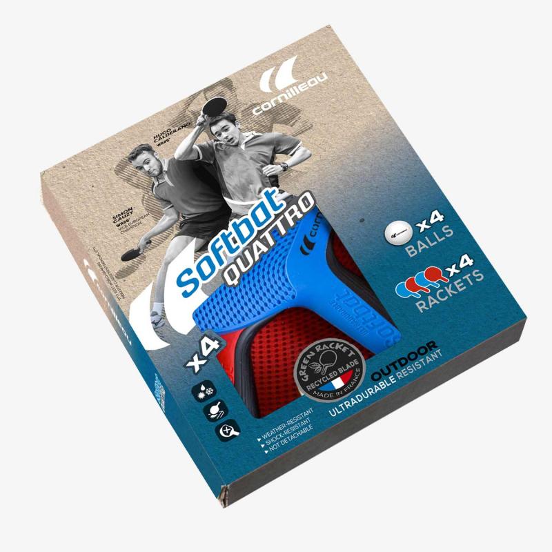 Set 4 palete Cornilleau Softbat Quattro + 4 mingi Cornilleau p-Ball