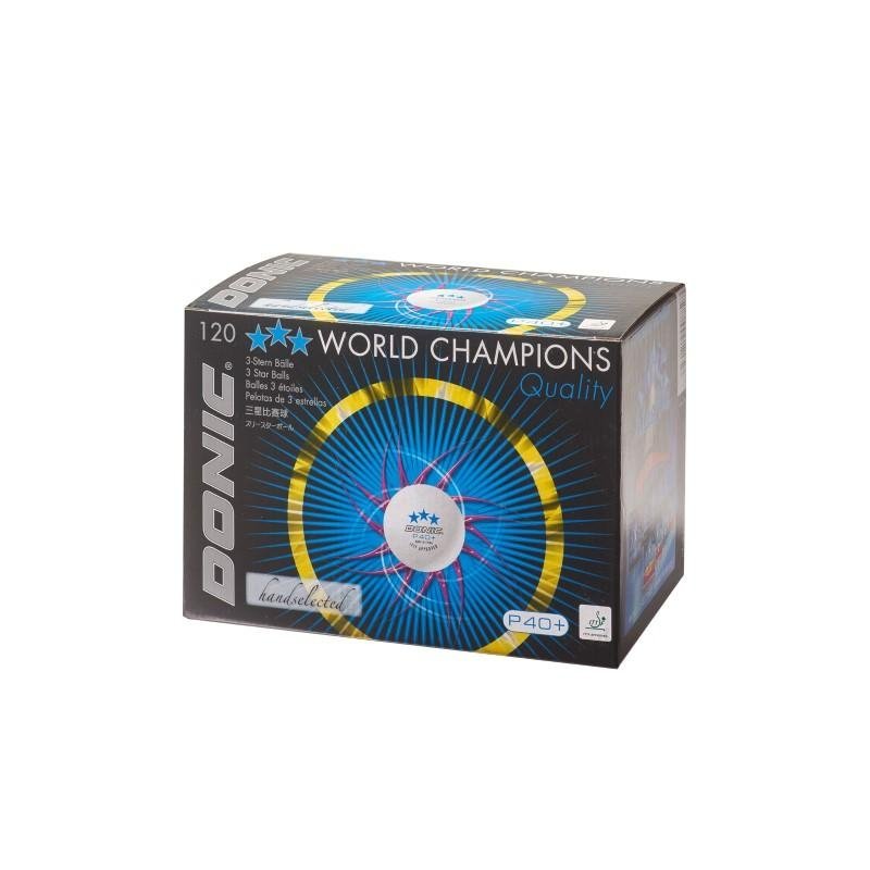 Mingi Donic World Champion *** P40+ albe, 120 de bucati