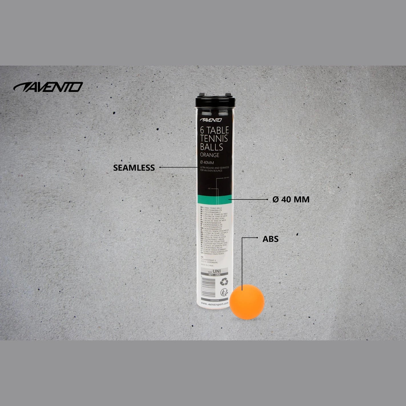 Set 6 Mingi Tenis de Masă AVENTO ABS Portocalii 40mm